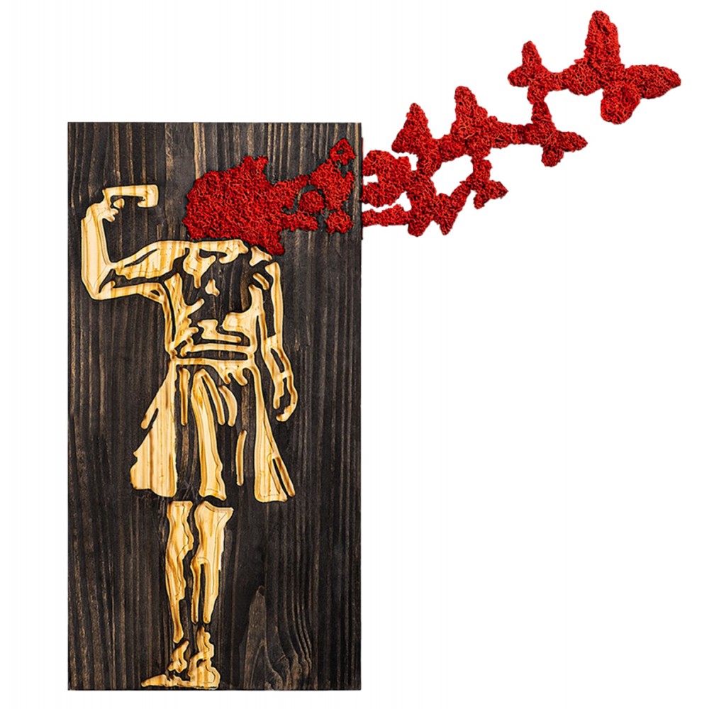 ΔΙΑΚΟΣΜΗΤΙΚΟ ΤΟΙΧΟΥ ΦΙΓΟΥΡΑ ΚΟΡΙΤΣΙΟΥ HM4755-ΦΥΛΛΑ ΜΕΤΑΛΛΟΥ-ΞΥΛΟ 62x3(βάθος)x70Υεκ.