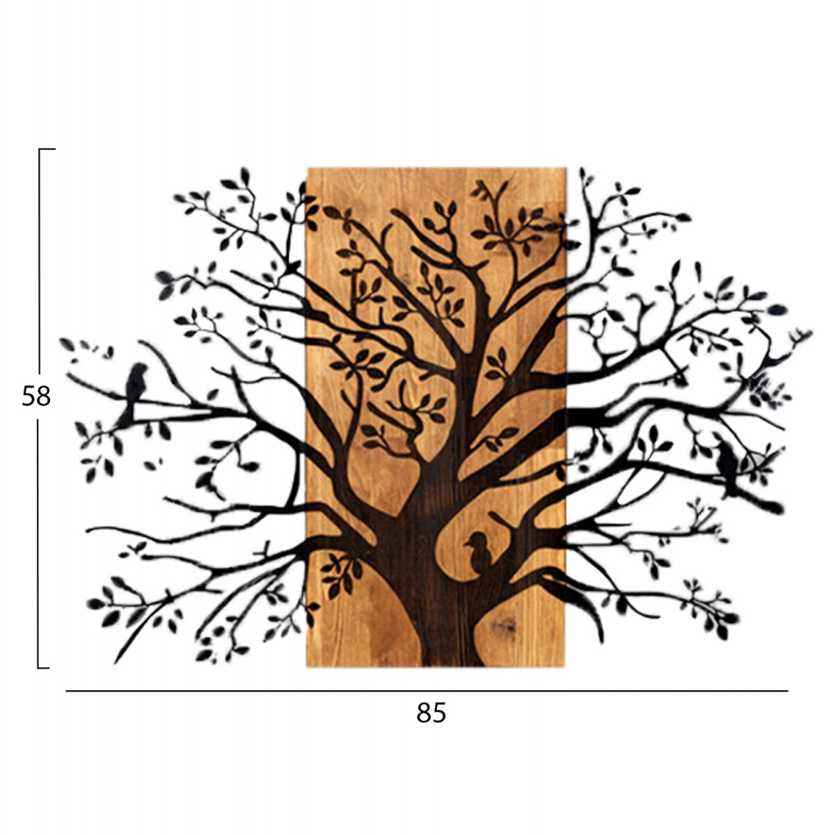 ΔΙΑΚΟΣΜΗΤΙΚΟ ΤΟΙΧΟΥ ΔΕΝΤΡΟ HM4806-ΦΥΛΛΑ ΜΕΤΑΛΛΟΥ ΜΑΥΡΑ-ΞΥΛΟ 85x3(βάθος)x58Υεκ.