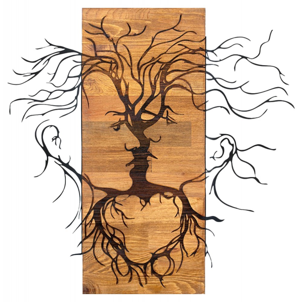 ΔΙΑΚΟΣΜΗΤΙΚΟ ΤΟΙΧΟΥ FACES HM4807-ΦΥΛΛΑ ΜΕΤΑΛΛΟΥ ΜΑΥΡΑ-ΞΥΛΟ 60x3(βάθος)x57,5Υεκ.