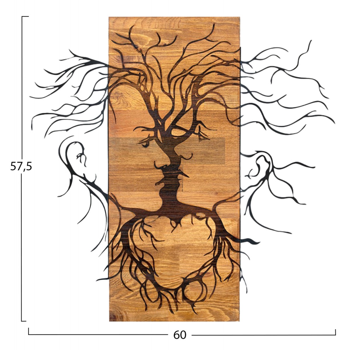ΔΙΑΚΟΣΜΗΤΙΚΟ ΤΟΙΧΟΥ FACES HM4807-ΦΥΛΛΑ ΜΕΤΑΛΛΟΥ ΜΑΥΡΑ-ΞΥΛΟ 60x3(βάθος)x57,5Υεκ.