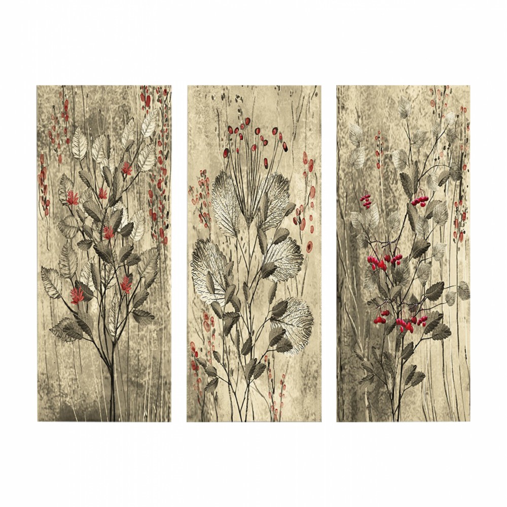 ΠΙΝΑΚΑΣ ΤΡΙΠΤΥΧΟ MDF RED FLOWERS AND BERRIES HM7204.01 60x50x0,3 εκ.