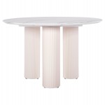 ΤΡΑΠΕΖΙ ΣΤΡΟΓΓΥΛΟ DORIK HM9768.01 MDF ΛΕΥΚΟ ΜΑΡΜΑΡΟ-MDF ΠΟΔΙΑ Φ120x77Υεκ.