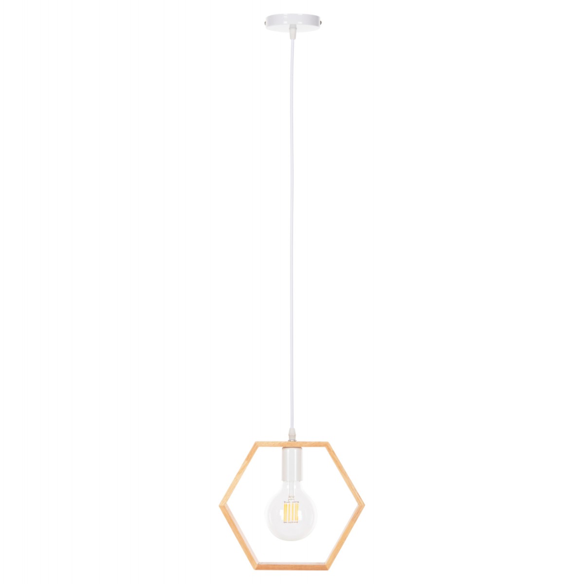 ΦΩΤΙΣΤΙΚΟ ΟΡΟΦΗΣ ΚΡΕΜΑΣΤΟ HM4070 ΞΥΛΙΝΟ ΕΞΑΓΩΝΟ ΚΑΠΕΛΟ-ΛΕΥΚΟ ΚΑΛΩΔΙΟ 25,5Χ122,5Υ