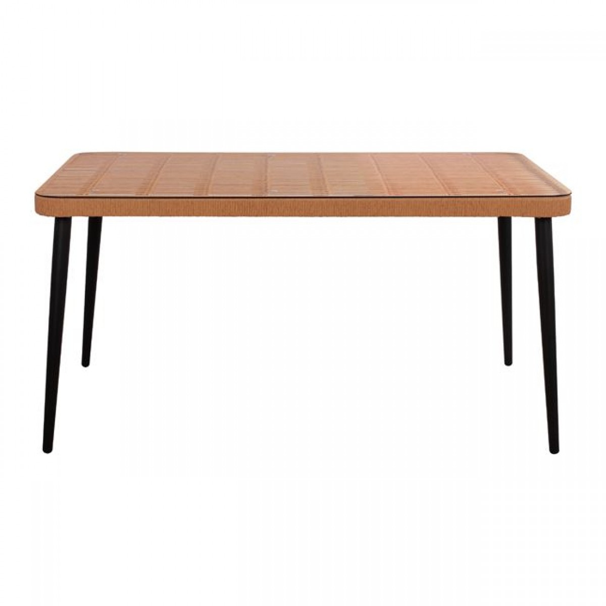 ΤΡΑΠΕΖΙ ΜΕΤΑΛΛΙΚΟ ALLEGRA HM5538 ΜΕ WICKER ΣΕ ΜΠΕΖ ΑΠΟΧΡΩΣΗ & ΓΥΑΛΙ 160X90X78 εκ.