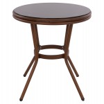 ΤΡΑΠΕΖΙ ΑΛΟΥΜΙΝΙΟΥ MOSES Φ70x76 εκ. BAMBOO LOOK HM5532.03 ΚΑΦΕ ΜΕ ΓΥΑΛΙ