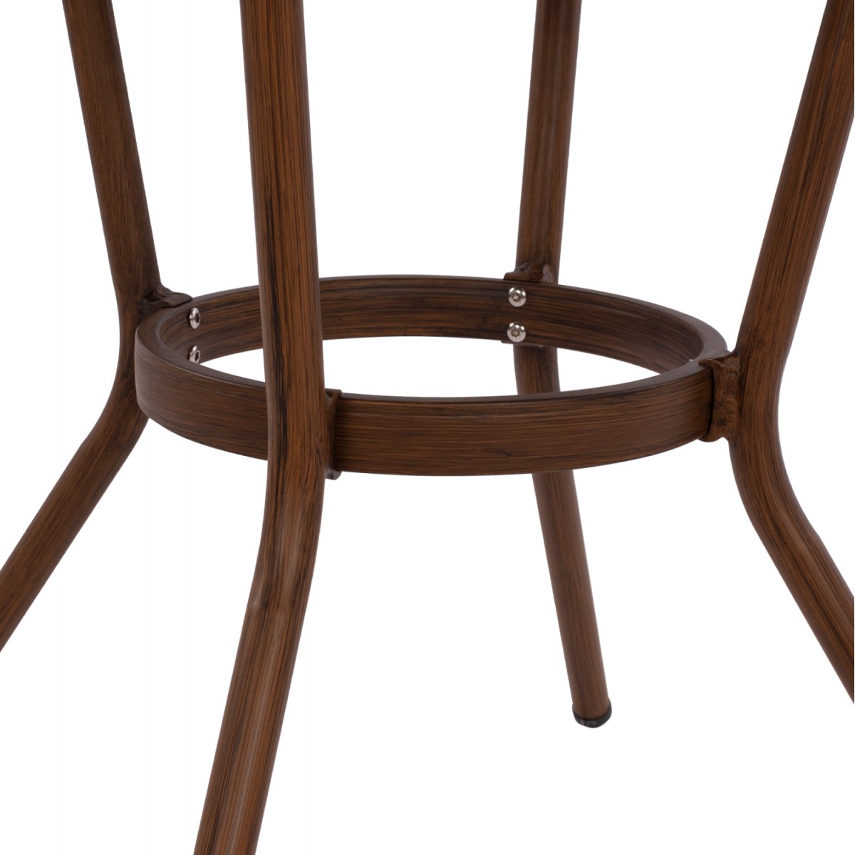 ΤΡΑΠΕΖΙ ΑΛΟΥΜΙΝΙΟΥ MOSES Φ70x76 εκ. BAMBOO LOOK HM5532.03 ΚΑΦΕ ΜΕ ΓΥΑΛΙ