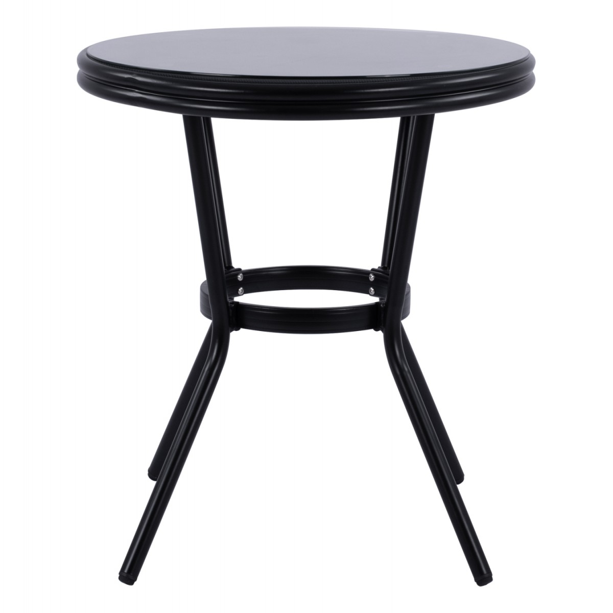 ΤΡΑΠΕΖΙ ΑΛΟΥΜΙΝΙΟΥ MOSES Φ70 BAMBOO LOOK HM5532.02 ΜΑΥΡΟ ΜΕ ΓΥΑΛΙ Φ70X76 εκ