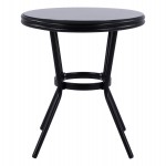 ΤΡΑΠΕΖΙ ΑΛΟΥΜΙΝΙΟΥ MOSES Φ70 BAMBOO LOOK HM5532.02 ΜΑΥΡΟ ΜΕ ΓΥΑΛΙ Φ70X76 εκ