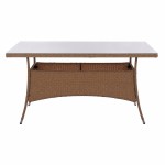 ΤΡΑΠΕΖΙ ΜΕΤΑΛΛΙΚΟ MINSK RATTAN ΜΠΕΖ ΚΑΦΕ HM5507.02 150x90x75 εκ.