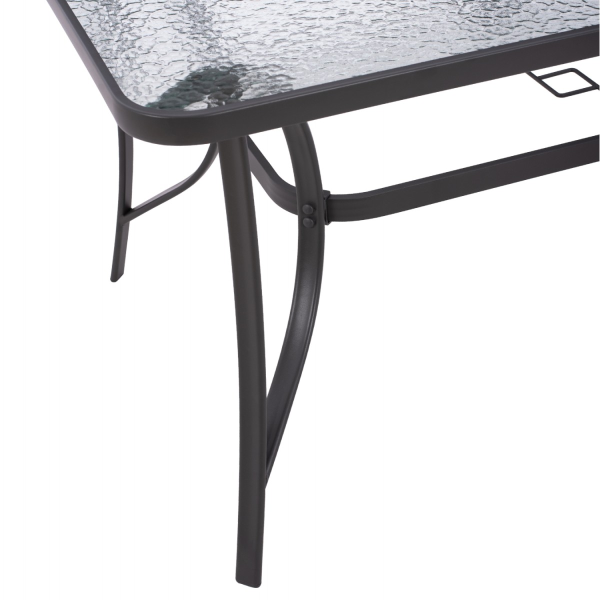 ΤΡΑΠΕΖΙ BRUNO 150X90Χ75Υεκ. ΜΕΤΑΛΛΙΚΟ ΟΡΘΟΓΩΝΙΟ ΓΚΡΙ ΜΕ ΤΡΥΠΑ ΟΜΠΡΕΛΑΣ Φ38  HM5145.11