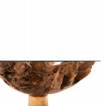 ΤΡΑΠΕΖΙ ΤΡΑΠΕΖΑΡΙΑΣ ROOTS HM9395 ΞΥΛΟ ΡΙΖΑΣ ΤΕΑΚ ΚΑΙ ΕΠΙΦΑΝΕΙΑ ΓΥΑΛΙ 150x150X80Υεκ.