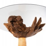 ΤΡΑΠΕΖΙ ΤΡΑΠΕΖΑΡΙΑΣ ROOTS HM9395 ΞΥΛΟ ΡΙΖΑΣ ΤΕΑΚ ΚΑΙ ΕΠΙΦΑΝΕΙΑ ΓΥΑΛΙ 150x150X80Υεκ.