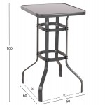 ΤΡΑΠΕΖΙ ΜΠΑΡ ΤΕΤΡΑΓΩΝΟ FIGGY HM6066.01 ΜΕΤΑΛΛΙΚΟ ΓΚΡΙ-ΓΥΑΛΙ ΑΣΦΑΛΕΙΑΣ 60x60x100Υεκ