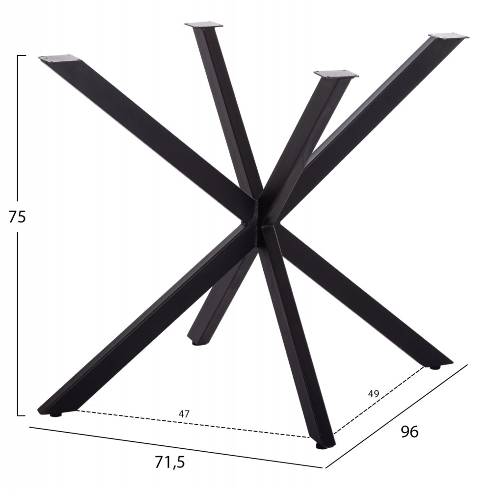 ΒΑΣΗ ΤΡΑΠΕΖΙΟΥ ΜΑΥΡΗ ΜΕΤΑΛΛΙΚΗ ΧΙΑΣΤΙ HM6255 ΓΙΑ ΕΠΙΦΑΝΕΙΑ 120Χ80εκ