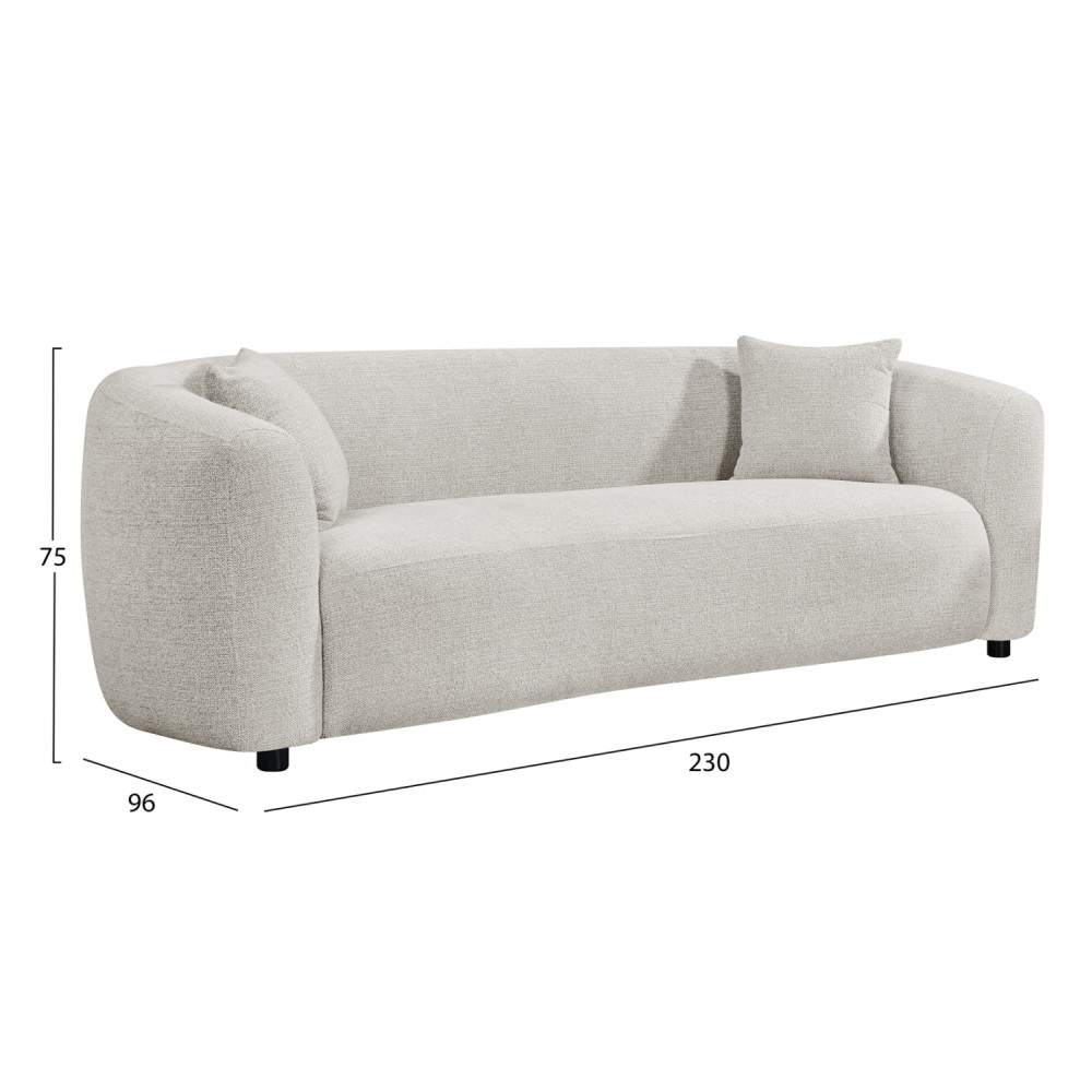 ΚΑΝΑΠΕΣ 3-ΘΕΣΙΟΣ NORD HM3321.02 ΑΝΟΙΧΤΟ ΜΠΕΖ ΥΦΑΣΜΑ 230x96x75Υεκ.