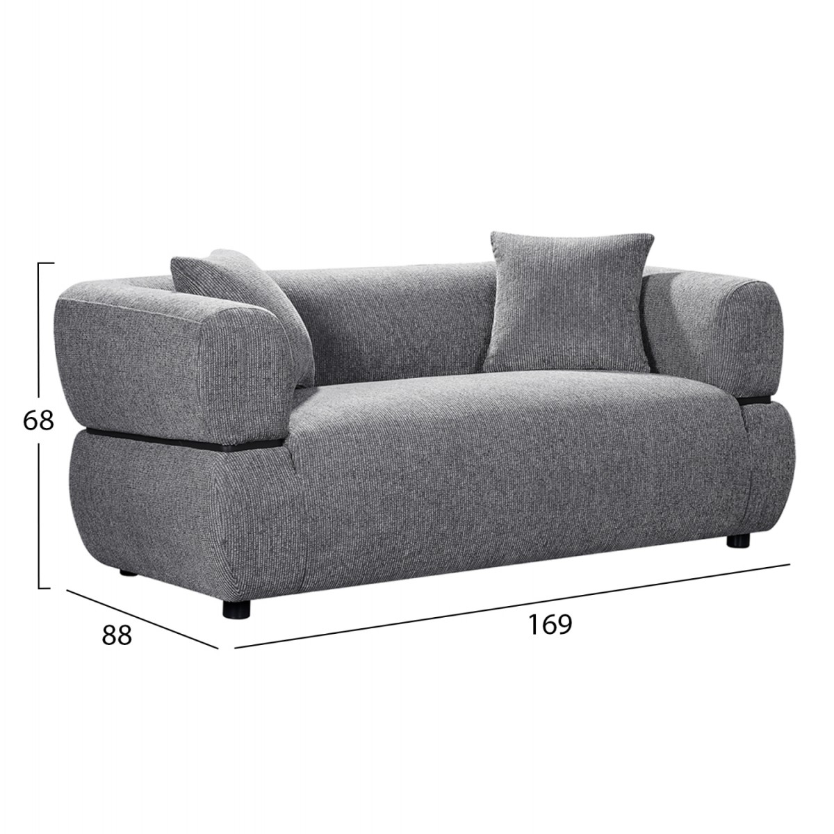 ΚΑΝΑΠΕΣ 2-ΘΕΣΙΟΣ ARCTIS HM3328.01 ΓΚΡΙ ΥΦΑΣΜΑ 169x88x88Υεκ.