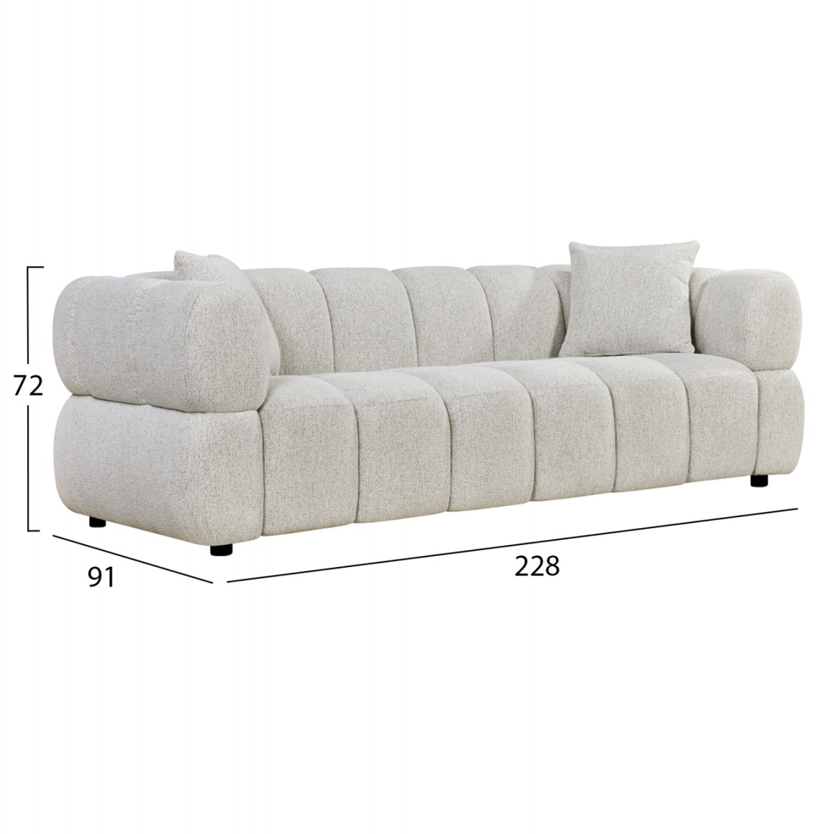 ΚΑΝΑΠΕΣ 3-ΘΕΣΙΟΣ NORIKA HM3331.02 ΕΚΡΟΥ ΥΦΑΣΜΑ 220x88x85Υεκ.