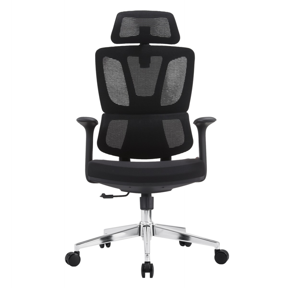 ΚΑΡΕΚΛΑ ΓΡΑΦΕΙΟΥ TASKMASTER HM1216.01 ΜΑΥΡO MESH-ΒΑΣΗ ΧΡΩΜΙΟΥ 69x65x125Υεκ