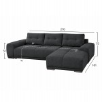 ΚΑΝΑΠΕΣ ΚΡΕΒΑΤΙ ΔΕΞΙΑ ΓΩΝΙΑ COMFYRA HM3336.01R ΓΚΡΙ ΥΦΑΣΜΑ 270x181x75Υεκ