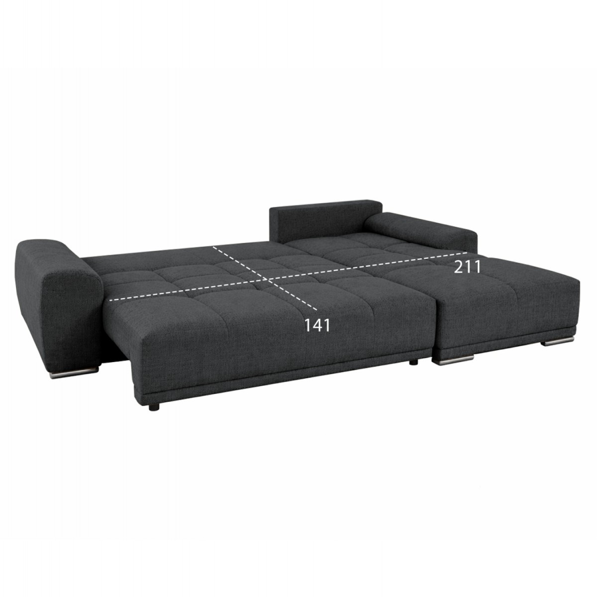 ΚΑΝΑΠΕΣ ΚΡΕΒΑΤΙ ΔΕΞΙΑ ΓΩΝΙΑ COMFYRA HM3336.01R ΓΚΡΙ ΥΦΑΣΜΑ 270x181x75Υεκ