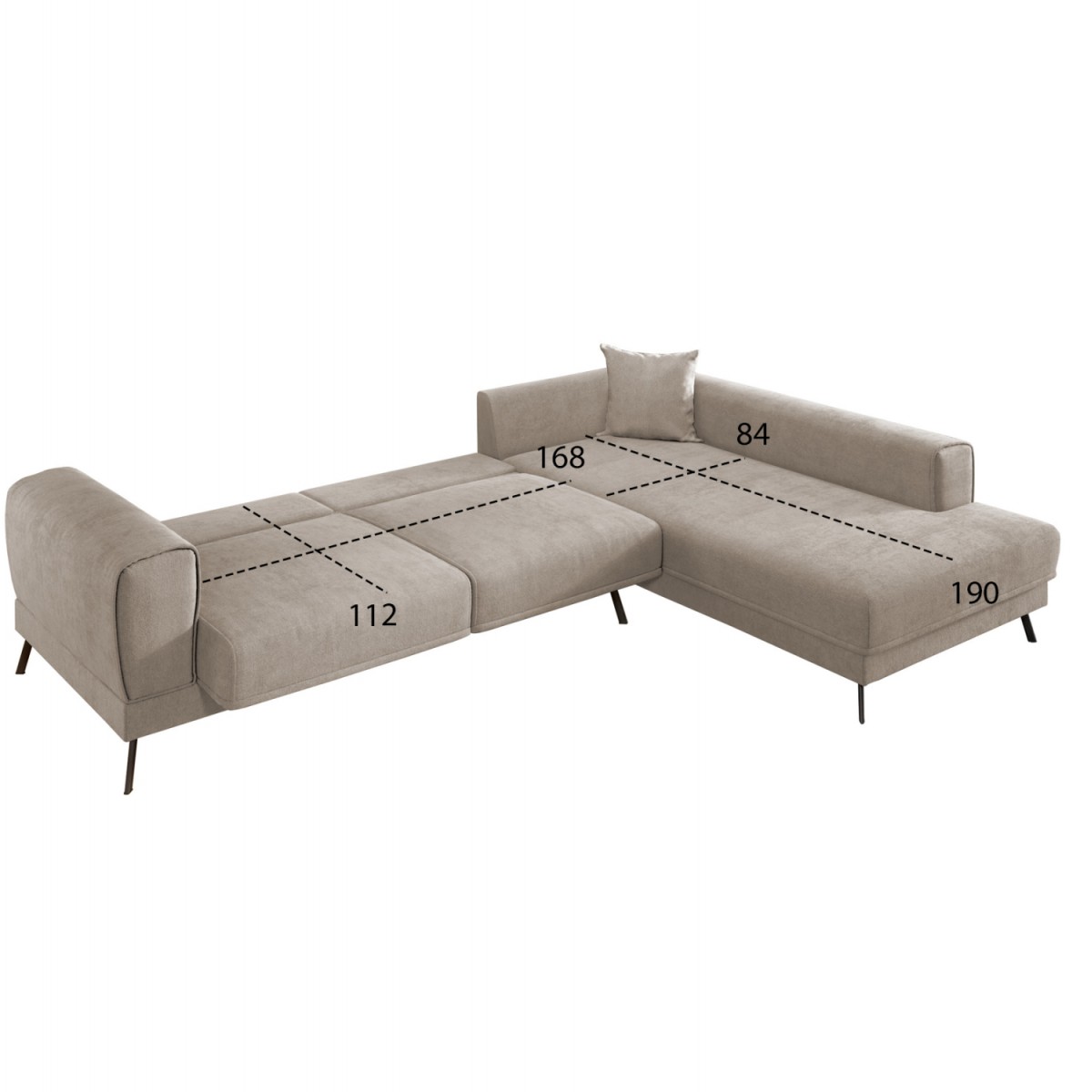 ΚΑΝΑΠΕΣ ΚΡΕΒΑΤΙ ΔΕΞΙΑ ΓΩΝΙΑ ZENORA HM3337.03R ΜΠΕΖ ΥΦΑΣΜΑ 303x214x80Υεκ