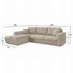 ΚΑΝΑΠΕΣ ΚΡΕΒΑΤΙ ΑΡΙΣΤΕΡΗ ΓΩΝΙΑ KANSO HM3338.03L ΜΠΕΖ ΥΦΑΣΜΑ 244x188x80Υεκ