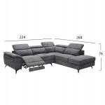 ΚΑΝΑΠΕΣ ΔΕΞΙΑ ΓΩΝΙΑ-ΑΝΑΚΛΙΣΗ & ΑΠΟΘ.ΧΩΡΟΣ-RESTRO HM3339.01R ΓΚΡΙ ΥΦΑΣΜΑ 284x224x76Υεκ