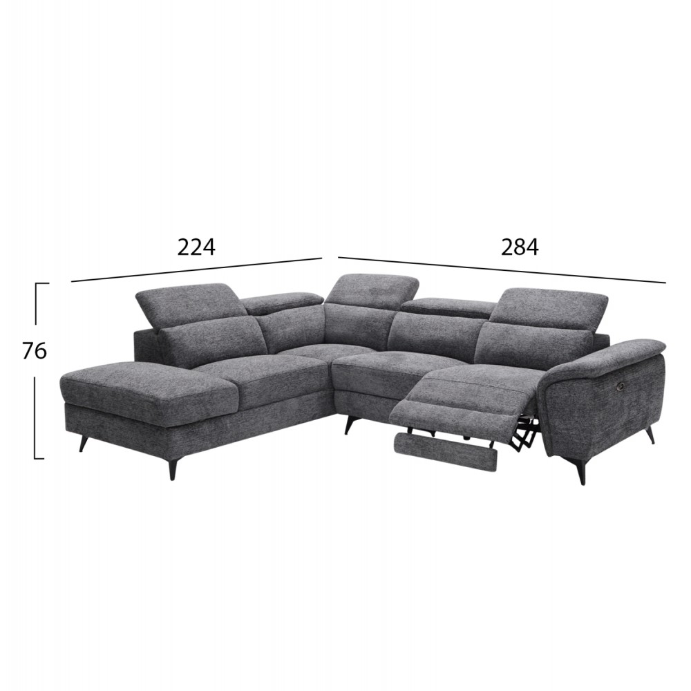 ΚΑΝΑΠΕΣ ΑΡΙΣΤΕΡΗ ΓΩΝΙΑ-ΑΝΑΚΛΙΣΗ & ΑΠΟΘ.ΧΩΡΟΣ-RESTRO HM3339.01L ΓΚΡΙ ΥΦΑΣΜΑ 284x224x76Υεκ