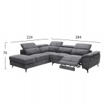 ΚΑΝΑΠΕΣ ΑΡΙΣΤΕΡΗ ΓΩΝΙΑ-ΑΝΑΚΛΙΣΗ & ΑΠΟΘ.ΧΩΡΟΣ-RESTRO HM3339.01L ΓΚΡΙ ΥΦΑΣΜΑ 284x224x76Υεκ