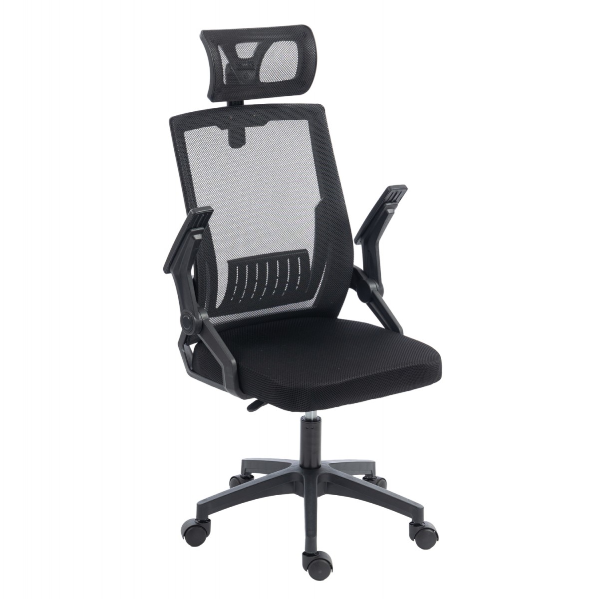 ΚΑΡΕΚΛΑ ΓΡΑΦΕΙΟΥ MATRON HM1226.01 ΜΑΥΡO PP & MESH ΥΦΑΣΜΑ 47x47x128Υεκ