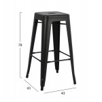 ΣΚΑΜΠΟ ΜΠΑΡ ΜΕΤΑΛΛΙΚΟ MELITA-PRO HM8642.42 ΣΕ ΜΑΥΡΟ ΜΑΤ 43x43x78Υεκ.