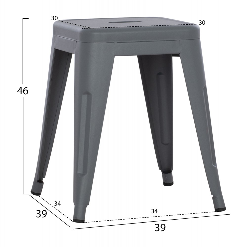ΣΚΑΜΠΟ ΜΕΤΑΛΛΙΚΟ MELITA HM0096.50 ΣΕ ΓΚΡΙ ΜΑΤ ΧΡΩΜΑ 37x37x45Υεκ.