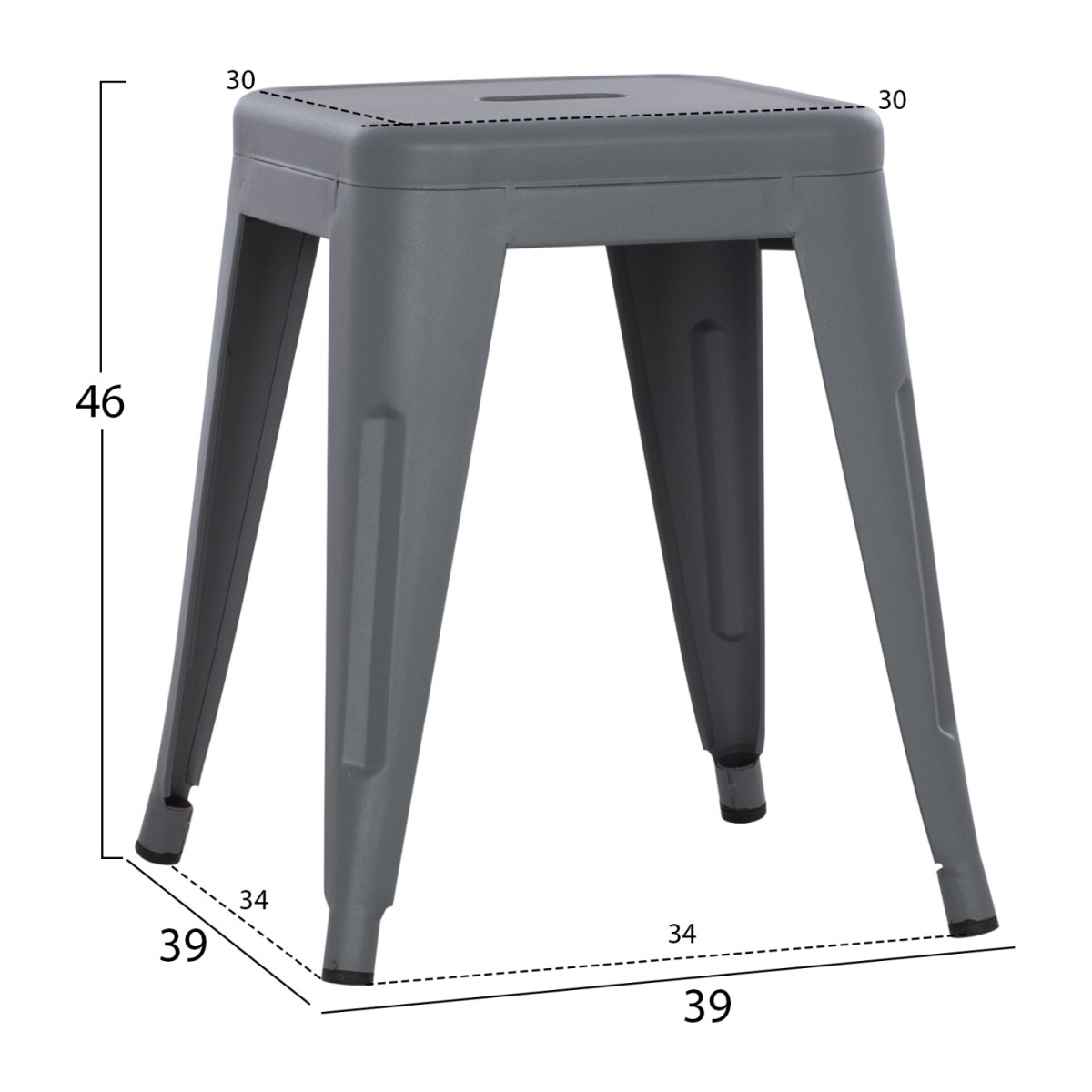 ΣΚΑΜΠΟ ΜΕΤΑΛΛΙΚΟ MELITA HM0096.50 ΣΕ ΓΚΡΙ ΜΑΤ ΧΡΩΜΑ 37x37x45Υεκ.