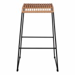 ΣΚΑΜΠΟ ΜΕΤΑΛΛΙΚΟ ALLEGRA HM5641 ΜΕ WICKER ΣΕ ΜΠΕΖ ΑΠΟΧΡΩΣΗ 49x50x76 εκ.