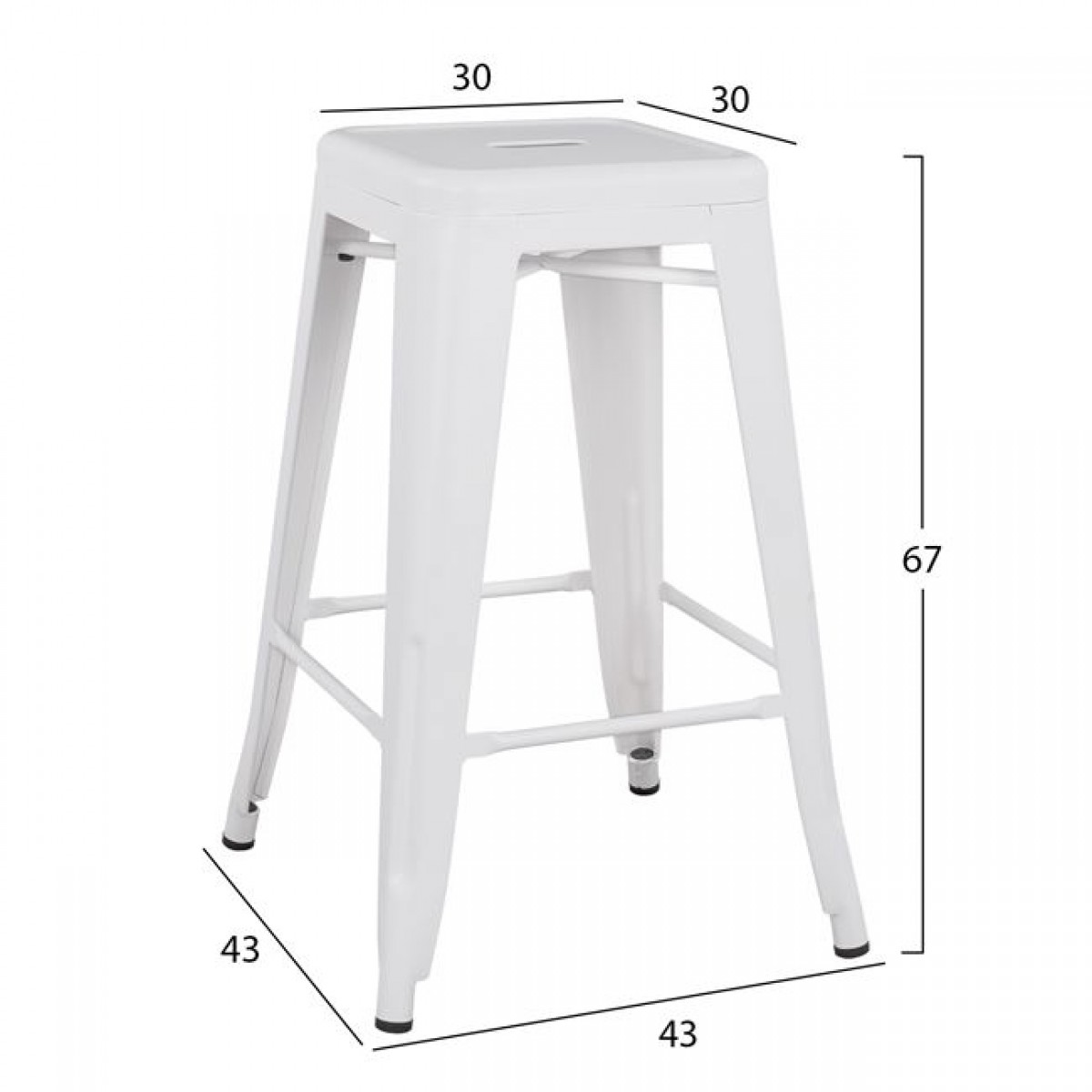 ΣΚΑΜΠΟ ΜΕΣΑΙΟΥ ΥΨΟΥΣ ΜΕΤΑΛΛΙΚΟ HM8573.21 MELITA ΣΕ ΛΕΥΚΟ ΜΑΤ 43x43x67Yεκ.