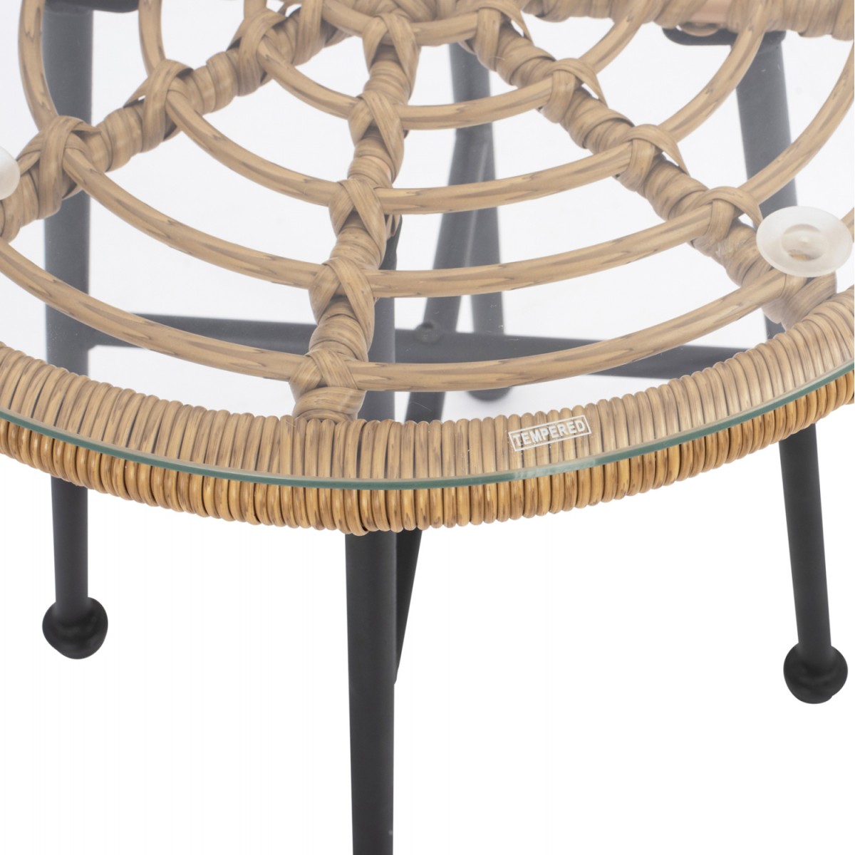 ΤΡΑΠΕΖΙ ΜΕΤΑΛΛΙΚΟ SPENCER HM5716 ΜΕ WICKER ΜΠΕΖ Φ48,5x51 εκ.