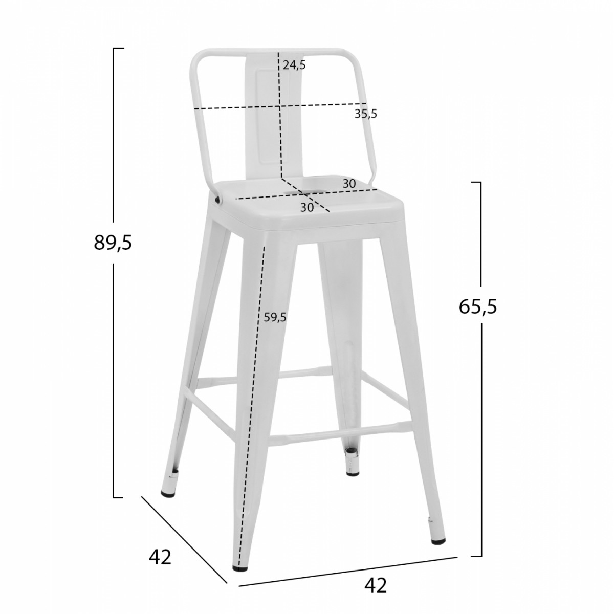 ΣΚΑΜΠΟ ΜΕΣΑΙΟΥ ΥΨΟΥΣ ΜΕΤΑΛΛΙΚΟ MELITA ΜΕ ΠΛΑΤΗ ΣΕ ΛΕΥΚΟ ΜΑΤ HM8574.31 42x42x89,5Υ εκ.