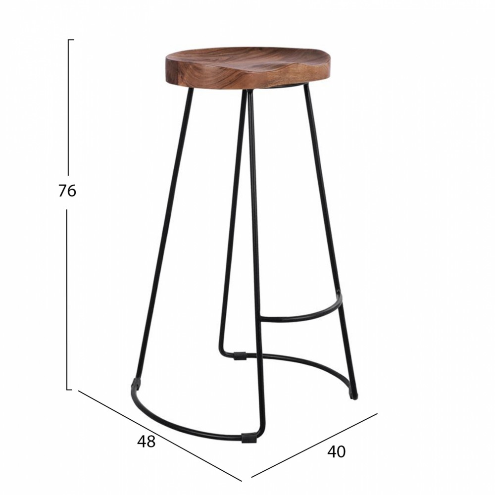 ΣΚΑΜΠΟ BAR ELEANOR HM8363.11 ΜΑΣΙΦ ΞΥΛΟ ΑΚΑΚΙΑΣ-ΜΕΤΑΛΛΟ 50x43x78Υεκ.