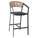 ΣΚΑΜΠΟ ΑΛΟΥΜΙΝΙΟΥ ΜΑΥΡΟ ΜΕ ΜΠΡΑΤΣΑ-RATTAN ΜΠΕΖ & TEXTLINE HM5892.05 56x58x105Y εκ.