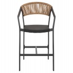 ΣΚΑΜΠΟ ΑΛΟΥΜΙΝΙΟΥ HM5892.15 ΜΕΣΑΙΟΥ ΥΨΟΥΣ RATTAN & TEXTLINE ΜΑΥΡΟ ΜΠΕΖ 55x56,5x99Υ