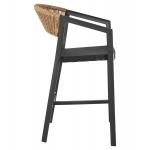 ΣΚΑΜΠΟ ΑΛΟΥΜΙΝΙΟΥ HM5892.15 ΜΕΣΑΙΟΥ ΥΨΟΥΣ RATTAN & TEXTLINE ΜΑΥΡΟ ΜΠΕΖ 55x56,5x99Υ