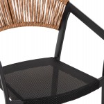ΣΚΑΜΠΟ ΑΛΟΥΜΙΝΙΟΥ HM5892.15 ΜΕΣΑΙΟΥ ΥΨΟΥΣ RATTAN & TEXTLINE ΜΑΥΡΟ ΜΠΕΖ 55x56,5x99Υ
