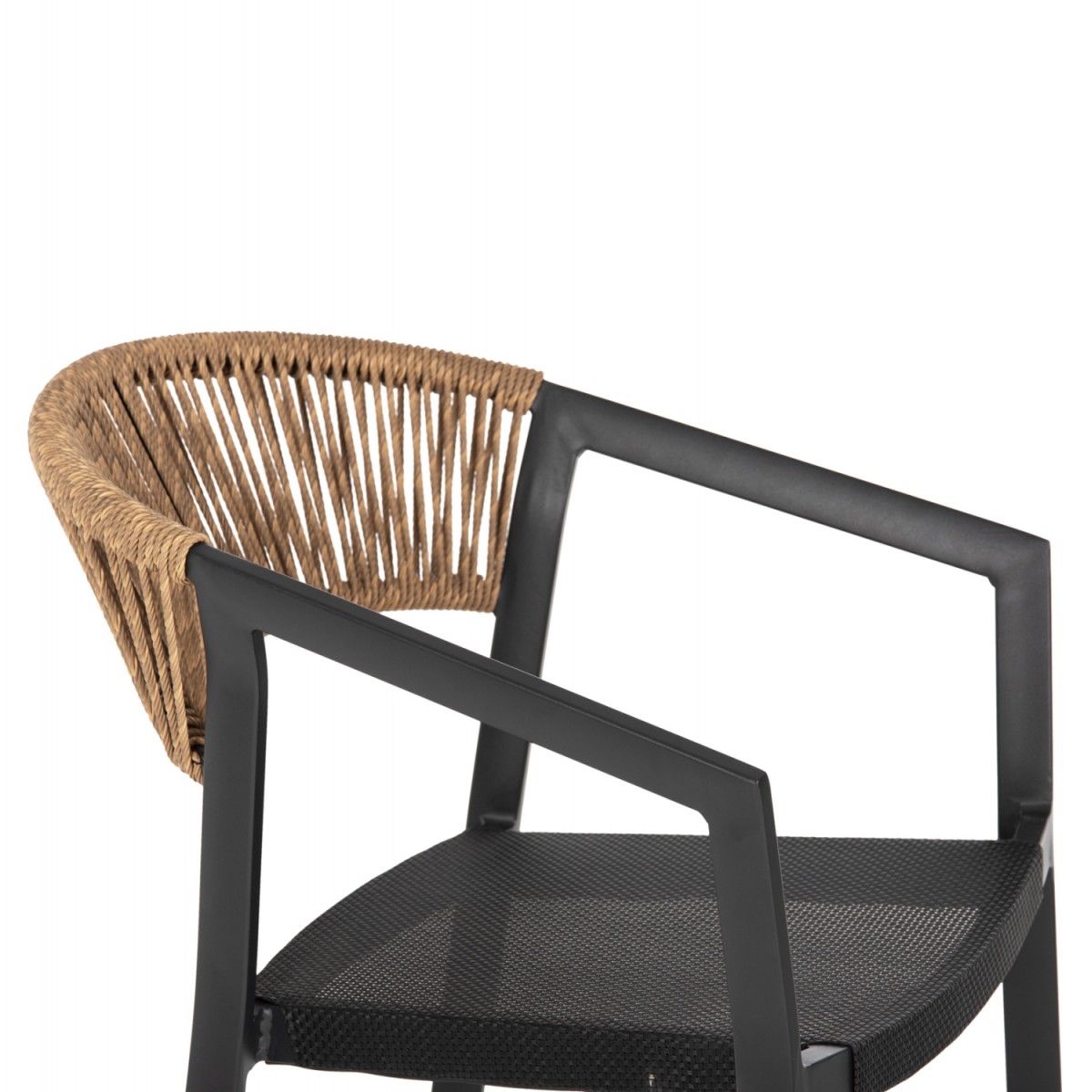 ΣΚΑΜΠΟ ΑΛΟΥΜΙΝΙΟΥ HM5892.15 ΜΕΣΑΙΟΥ ΥΨΟΥΣ RATTAN & TEXTLINE ΜΑΥΡΟ ΜΠΕΖ 55x56,5x99Υ