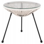 ΤΡΑΠΕΖΙ ΒΟΗΘΗΤΙΚΟ ALLEGRA HM5874.12 ΜΕΤΑΛΛΟ ΜΑΥΡΟ-ΣΥΝΘ. RATTAN ΛΕΥΚΟ Φ47x45Yεκ.