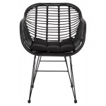 ΠΟΛΥΘΡΟΝΑ ΜΕ ΜΑΞΙΛΑΡΙ ΜΕΤΑΛΛΙΚΗ ALLEGRA HM5450.32 ΜΕ WICKER ΜΑΥΡΟ 58x59x82Υεκ.