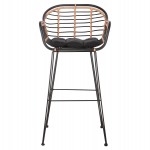 ΣΚΑΜΠΟ ΜΠΑΡ ALLEGRA HM5690.11 ΜΕΤΑΛΛΟ&ΜΑΞΙΛΑΡΙ ΜΑΥΡΟ-WICKER ΜΠΕΖ 55x54x108Υεκ.