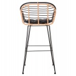 ΣΚΑΜΠΟ ΜΠΑΡ ALLEGRA HM5690.11 ΜΕΤΑΛΛΟ&ΜΑΞΙΛΑΡΙ ΜΑΥΡΟ-WICKER ΜΠΕΖ 55x54x108Υεκ.