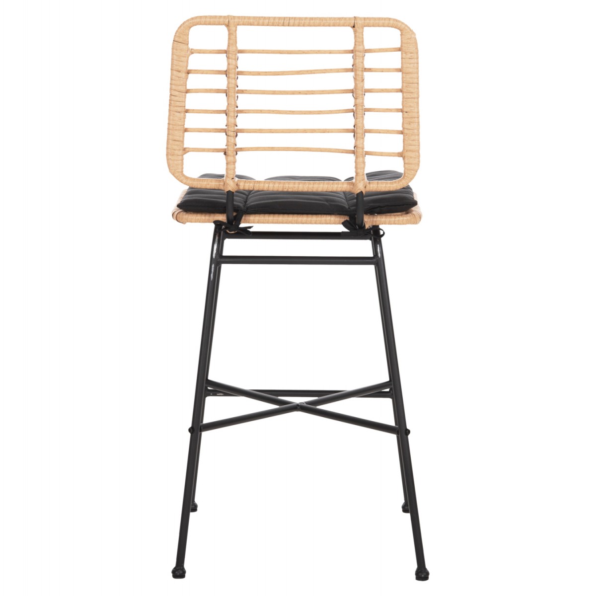 ΣΚΑΜΠΟ ΜΠΑΡ ΜΕΣ.ΥΨΟΥΣ ALLEGRA HM5709.11 ΜΕΤΑΛΛΟ&ΜΑΞΙΛΑΡΙ ΜΑΥΡΟ-WICKER ΜΠΕΖ 46x46x99Υεκ