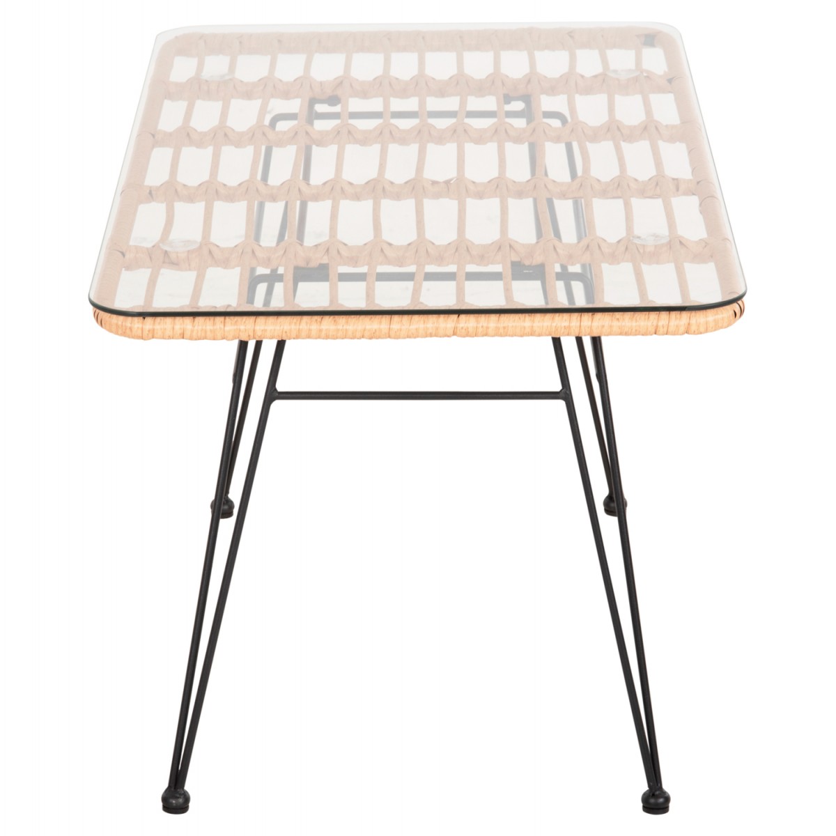 ΤΡΑΠΕΖΙ ΕΞ.ΧΩΡΟΥ ΧΑΜΗΛΟ ALLEGRA HM6076 ΜΑΥΡΟ ΜΕΤΑΛΛΟ-ΜΠΕΖ WICKER 95X55X51.5Yεκ.