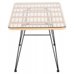 ΤΡΑΠΕΖΙ ΕΞ.ΧΩΡΟΥ ΧΑΜΗΛΟ ALLEGRA HM6076 ΜΑΥΡΟ ΜΕΤΑΛΛΟ-ΜΠΕΖ WICKER 95X55X51.5Yεκ.